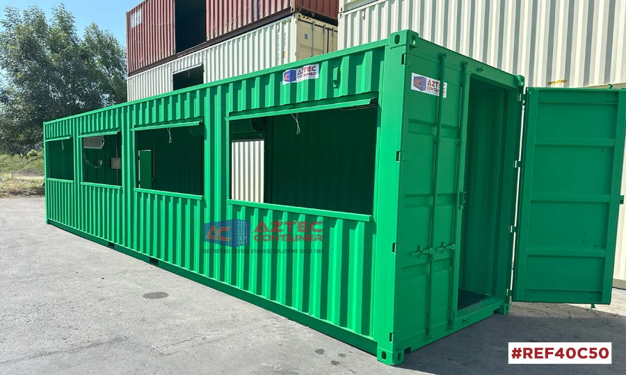 40 foot concession stand green container